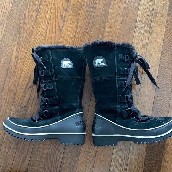 Sorel Tall Black Boots with fur - Picture 1 of 8